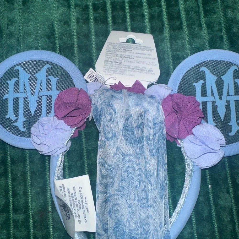 Disney Parks Haunted Mansion Blue and Purple Floral Headband